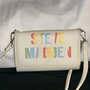 Steve Madden Cream Multicolor Logo Wristlet